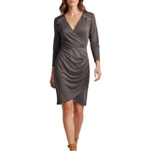 4/$20 VENUS Wrap-Style Grommet Detail Dress | US 4